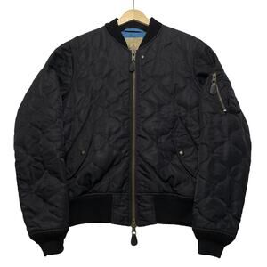 VTG 90's Monitaly Black Reversible Nylon Wool Full Zip Quilted Bomber Jacket M